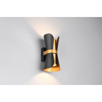 Trio Coat Wandleuchte Schwarz-Gold, 2-flammig