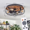 Tourais Deckenventilator mit Beleuchtung LED Holzoptik, Schwarz, 4-flammig, Fernbedienung