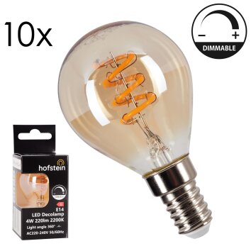 LED E14 10er Set 4 Watt 2200 Kelvin 220 Lumen Bernsteinfarben, 1-flammig