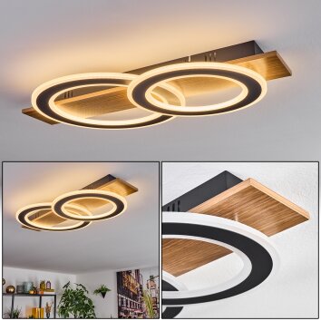 Besperia Deckenleuchte LED Holzoptik, Schwarz, 1-flammig