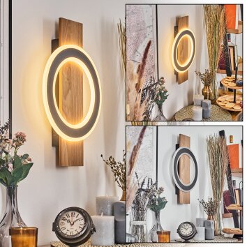 Besperia Wandleuchte LED Holzoptik, Schwarz, 1-flammig