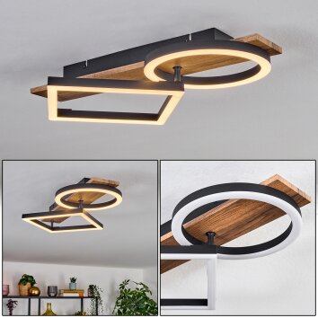 Cascada Deckenleuchte LED Braun, Holzoptik, Schwarz, 1-flammig